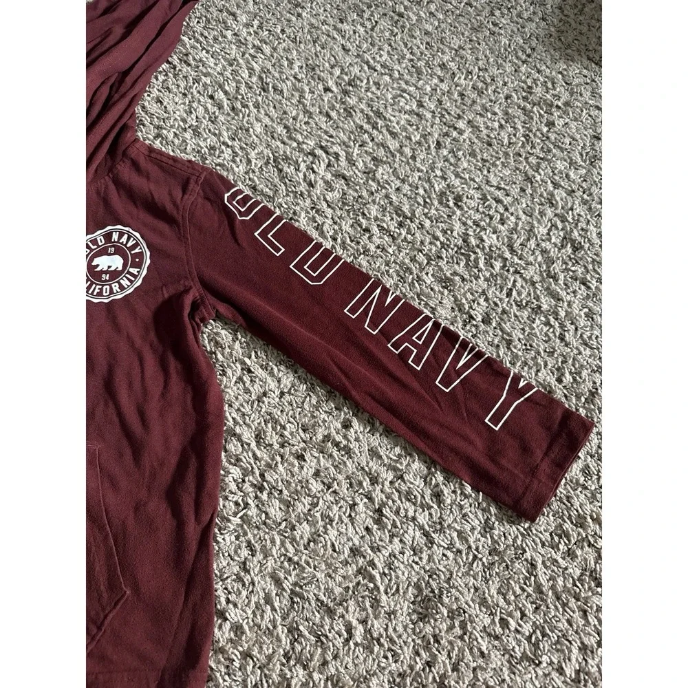 Old Navy Boys Maroon Long Sleeve Tee Hoodie Size Medium